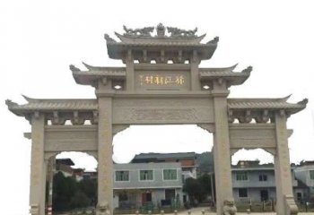 武汉三门牌坊仿古石雕，雕刻精美传承传统