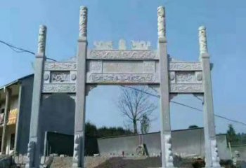 武汉三门仿古牌坊石雕，精致雕刻典雅之美
