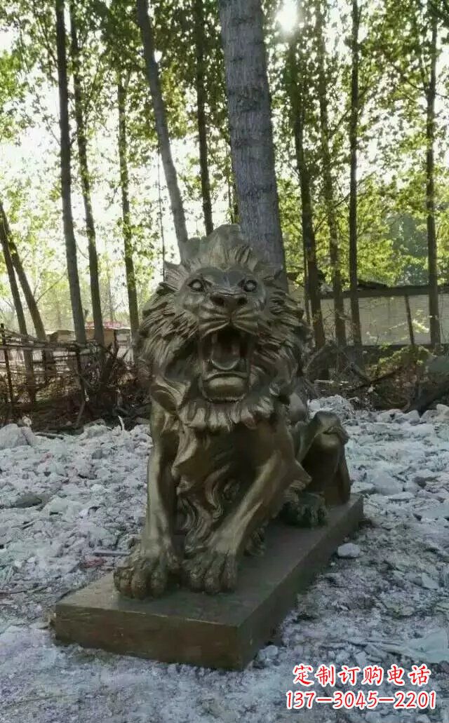 武汉卧着的西洋狮子铜雕 (2)