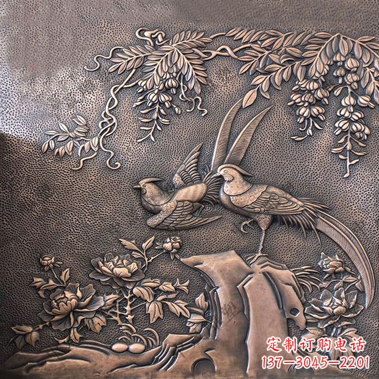 武汉喜鹊紫铜浮雕装饰画
