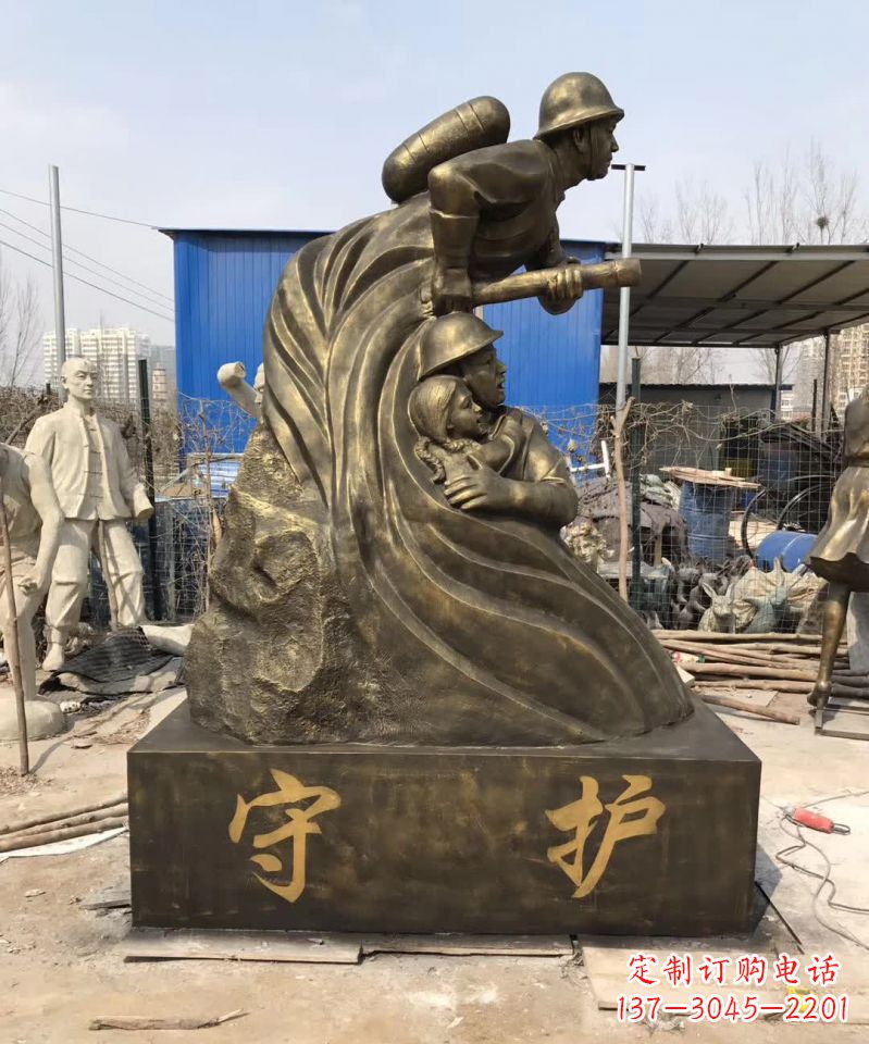 武汉消防员铜雕112