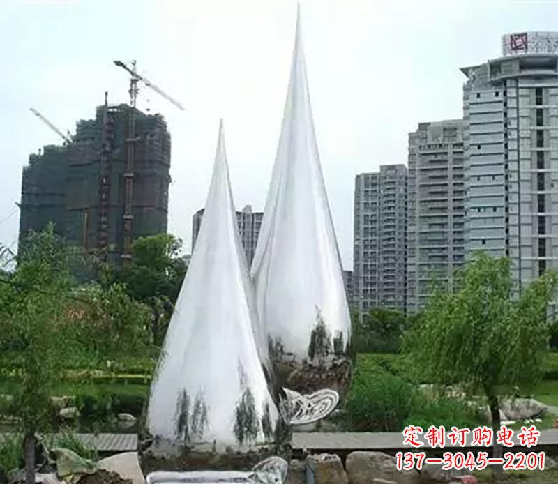 武汉小区不锈钢水滴雕塑