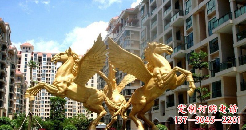 武汉小区飞马动物铜雕