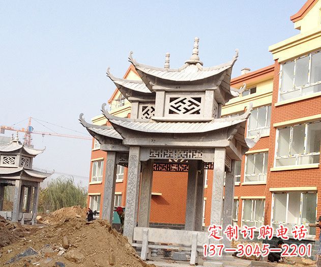 武汉小区景观大理石凉亭石雕
