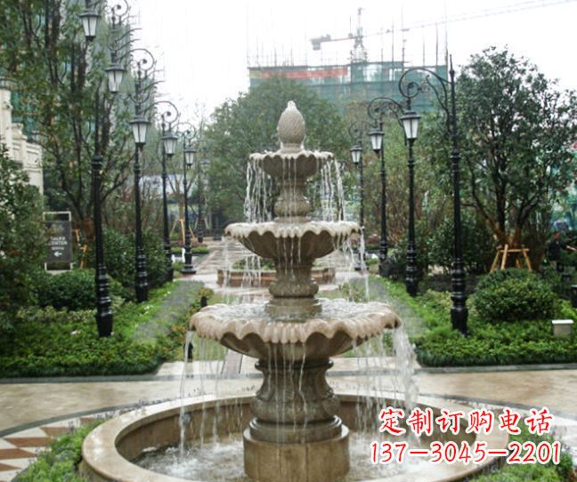 武汉小区景观大理石喷泉石雕 (4)
