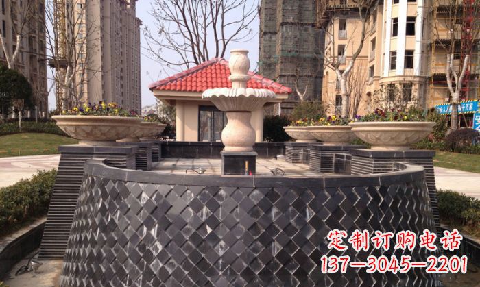 武汉小区景观大理石喷泉石雕 (3)