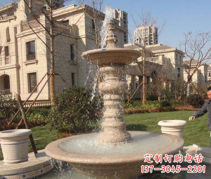 武汉小区景观多层喷泉石雕 (2)
