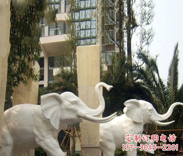 武汉小区景观汉白玉大象石雕