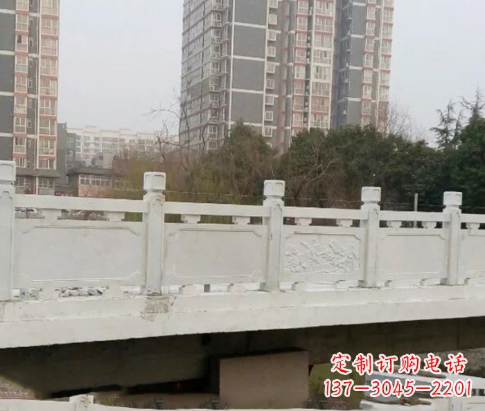 武汉小区景观汉白玉石雕栏板 (2)