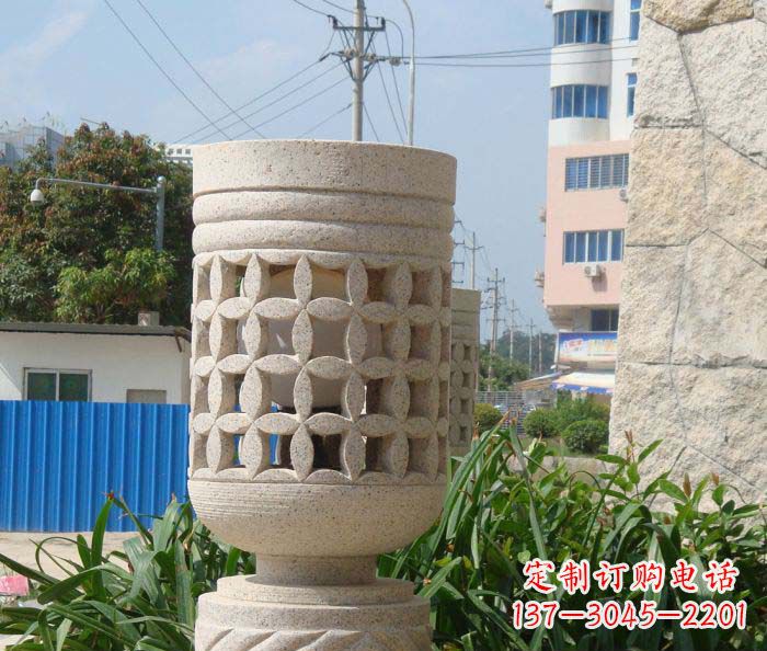 武汉小区景观镂空石灯石雕