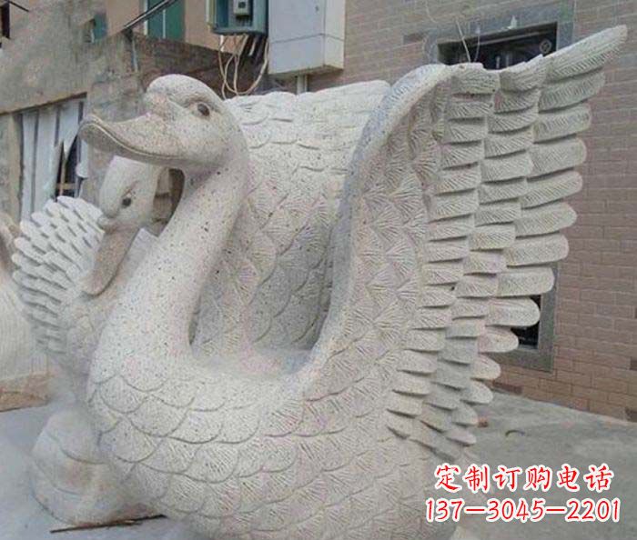 武汉小区景观天鹅石雕喷泉