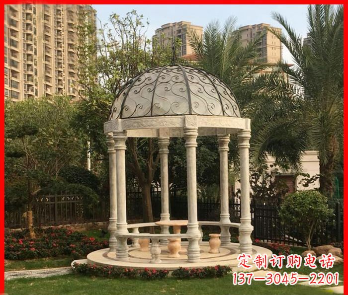 武汉小区欧式圆顶凉亭石雕 (2)
