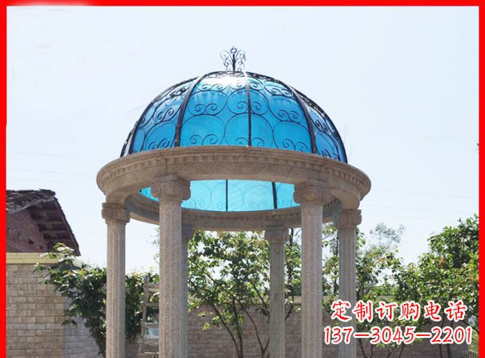武汉小区欧式圆顶凉亭石雕_2