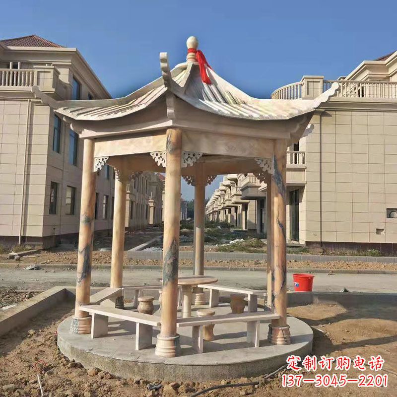 武汉小区庭院石雕凉亭