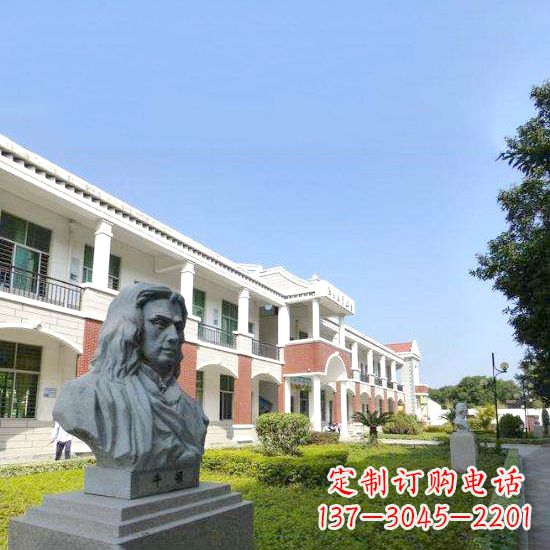 武汉校园名人牛顿石雕头像
