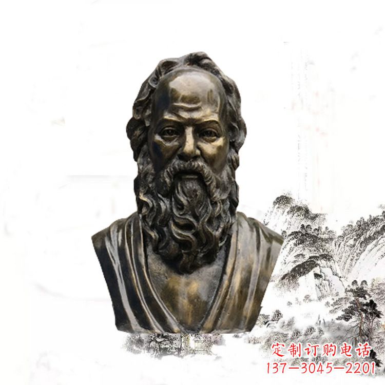 武汉校园名人苏格拉底头像雕塑
