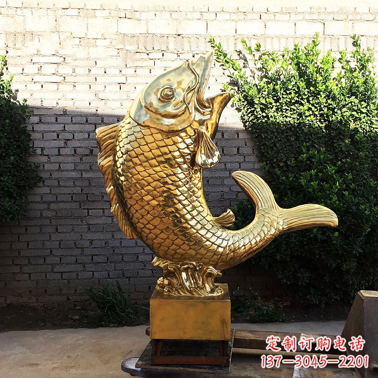 武汉鱼跃景观铜雕-纯铜铸造企业商场动物雕塑摆件