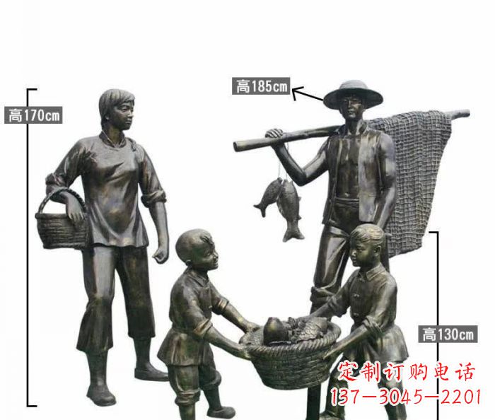 武汉渔夫捕鱼民俗铜雕 (3)