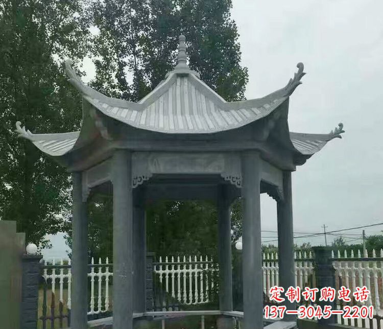 武汉园林仿古石凉亭景观石雕 (2)
