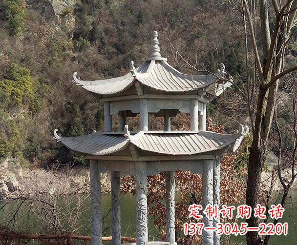 武汉园林仿古双层石雕凉亭