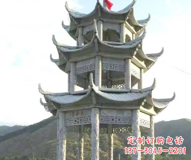 武汉园林景观多层凉亭石雕 (3)