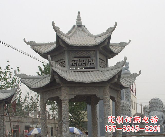 武汉园林景观仿古石雕凉亭 (2)