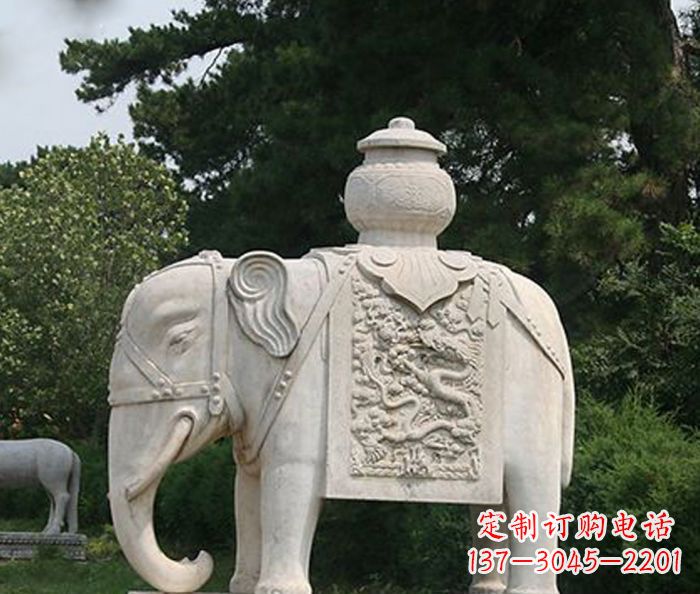 武汉园林景观驮宝大象石雕