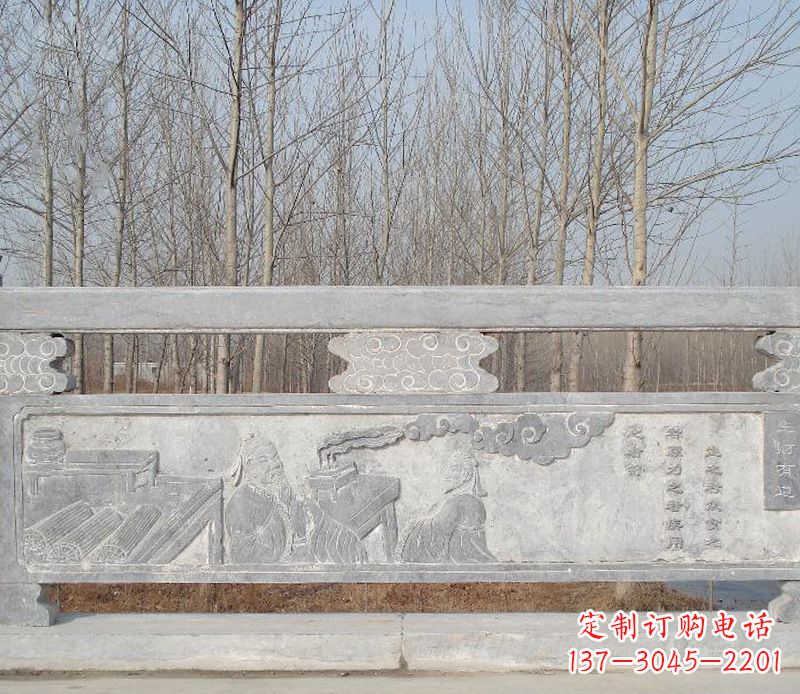 武汉园林石浮雕栏板景观石雕 (3)
