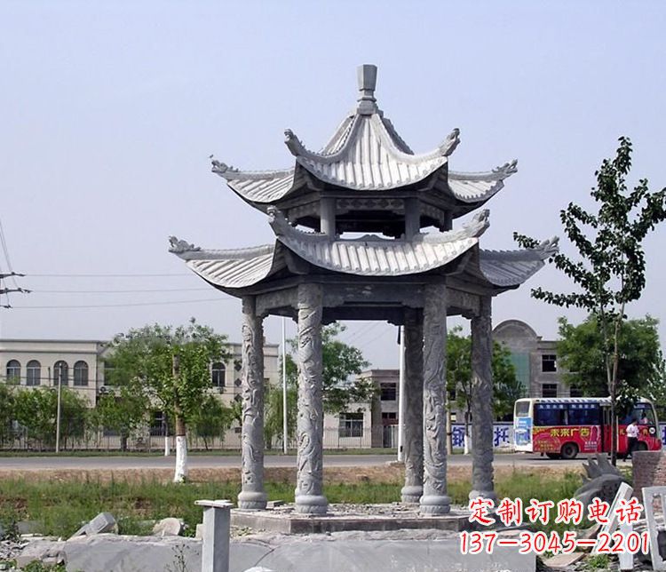 武汉园林双层仿古凉亭石雕