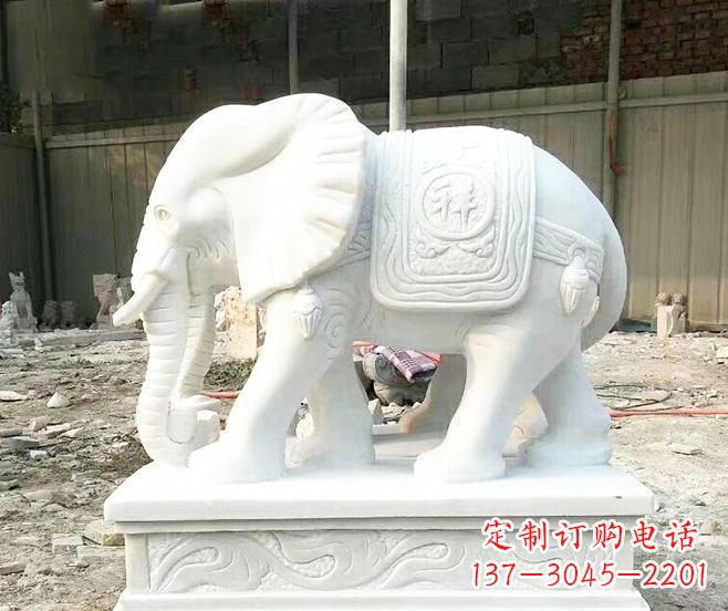武汉招财动物汉白玉大象石雕 (3)