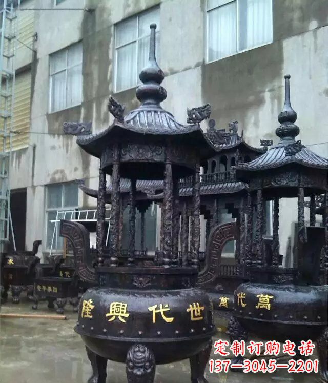 武汉铸铜寺庙香炉铜雕 (3)