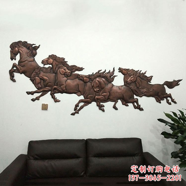 武汉紫铜马儿浮雕装饰画